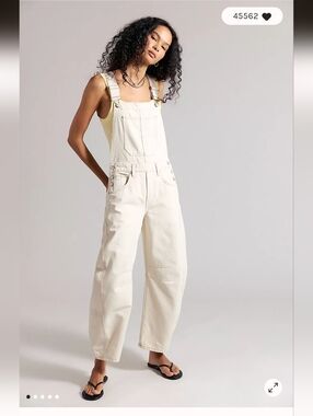 NWOT We The Free Good Luck Barrel Overalls ~ Milk